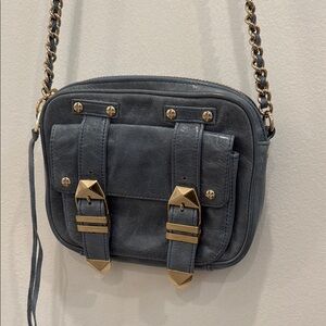 Rebecca Minkoff Chic Blue Leather Crossbody Bag with Gold Accents
